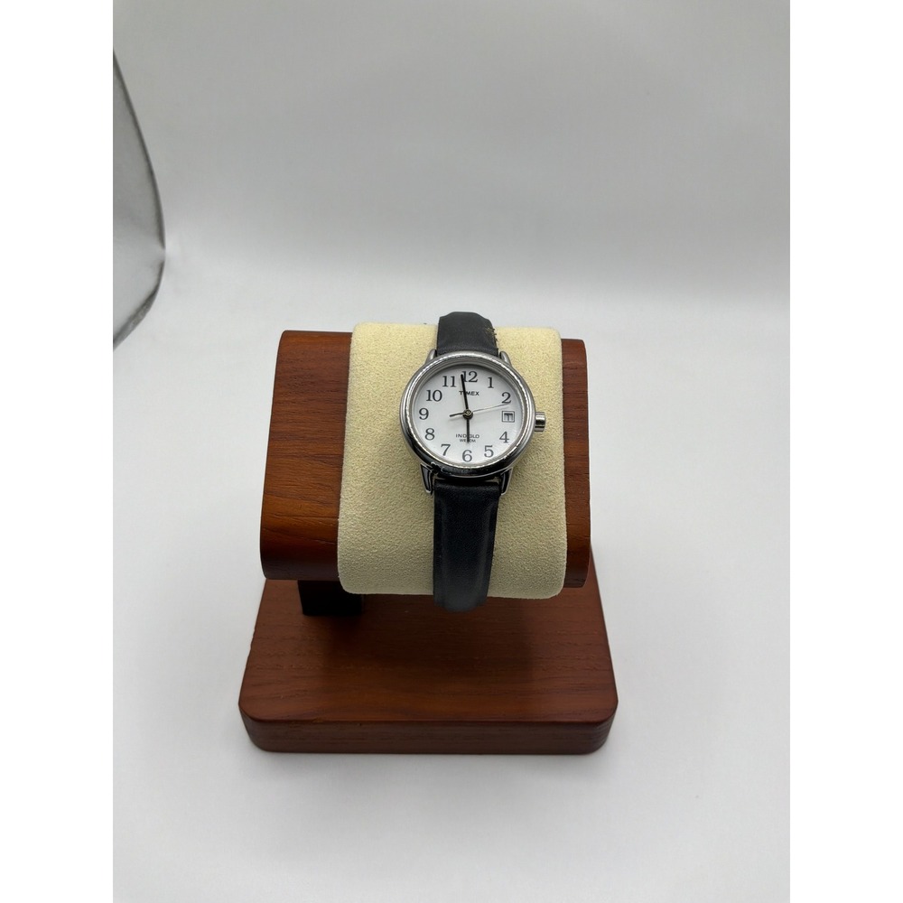 Timex Easy Reader T2H331 Womens Indiglo White Dial Black Leather Quartz Watch